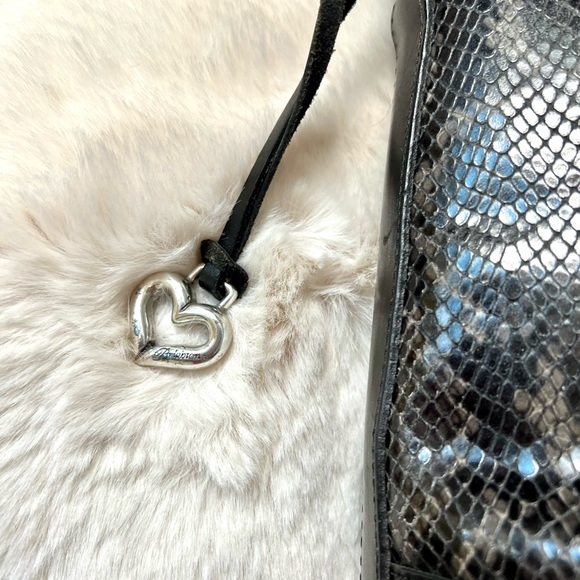 VINTAGE BRIGHTON BLACK LEATHER BAG Snake embossed - Picture 8 of 16